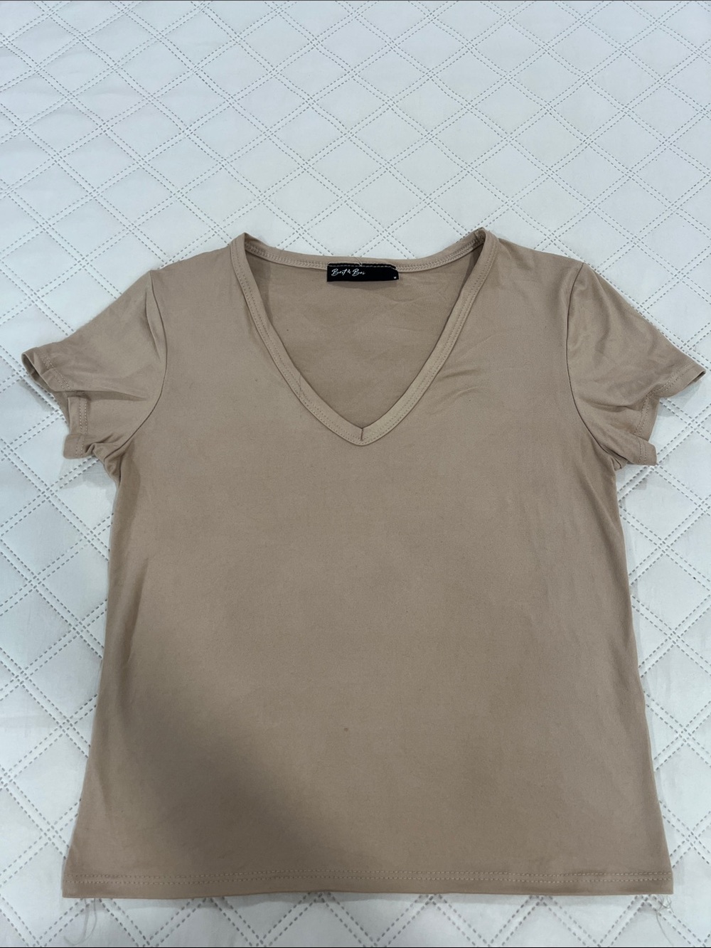 Everyday V-Neck Short Sleeve Tee - Beige